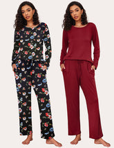 Ekouaer Premium Soft 2 Pack Long Sleeve Pajama Set (US Only)